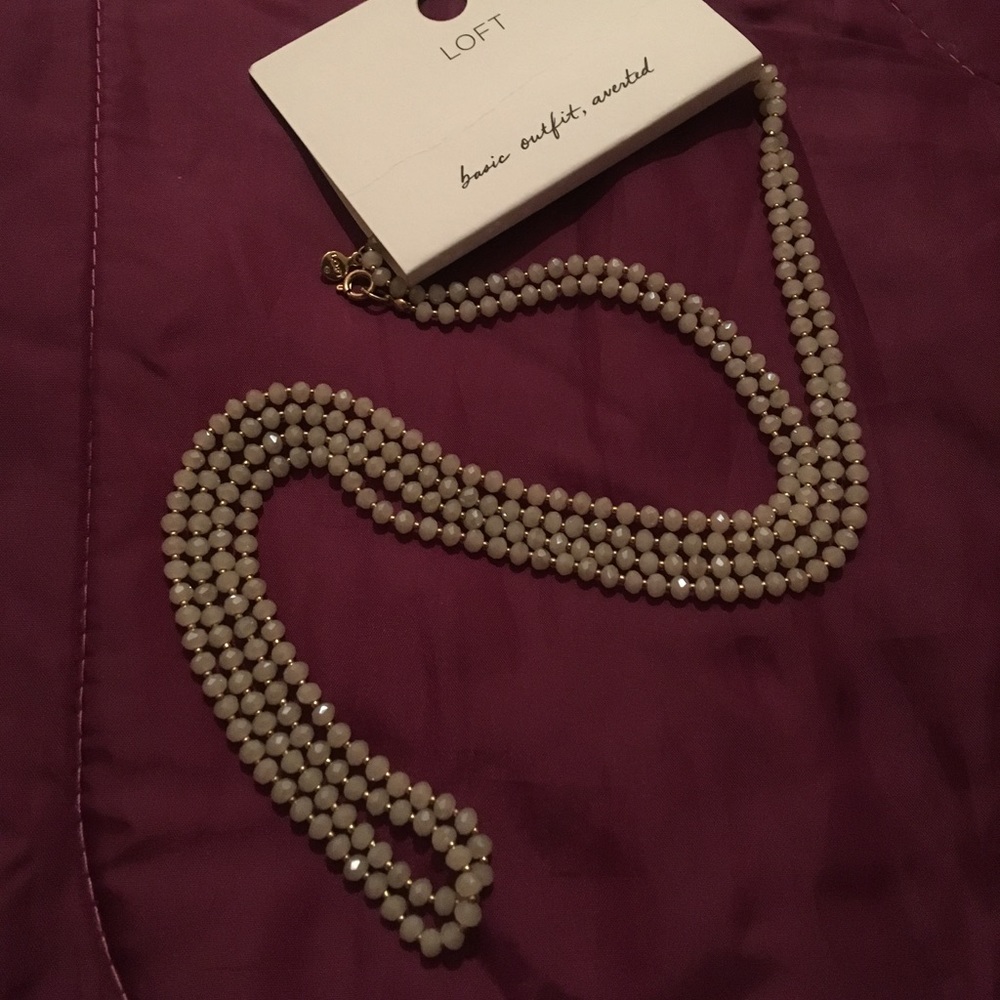 NWT - LOFT extra long beaded necklace - bone
